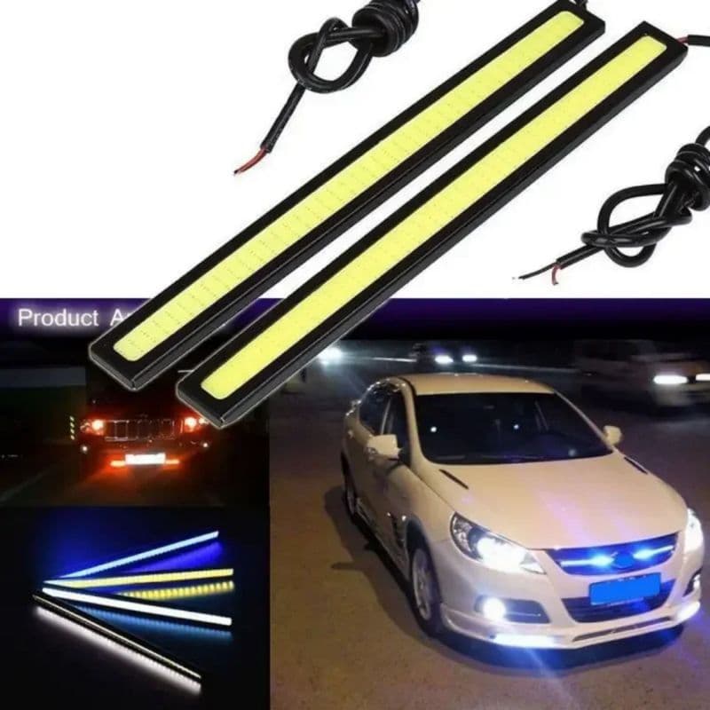 Luz DRL LED 17cm 12V 1/2/4 Barras Super Branca/Azul Farol Universal