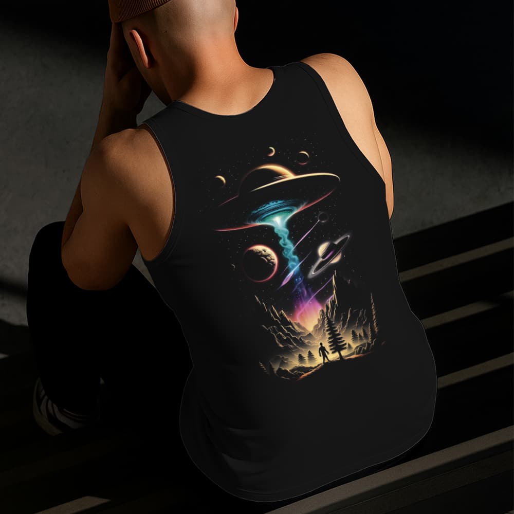 Camiseta Regata Masculina Estampada Abdução Alien 100% Algodão Estilo Conforto Diário Tamanho P GG