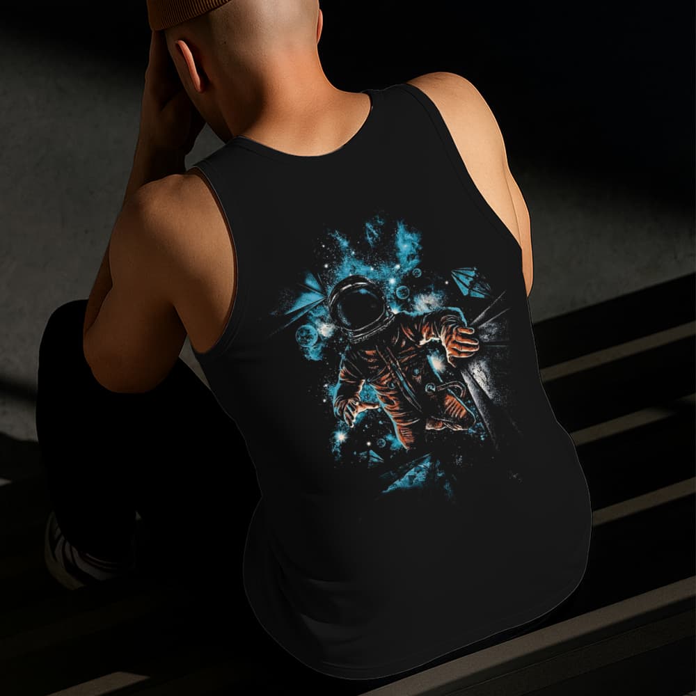 Camiseta Regata Masculina Estampada Astronauta Caindo Algodão Estilo Conforto Diário Do Tamanho P GG