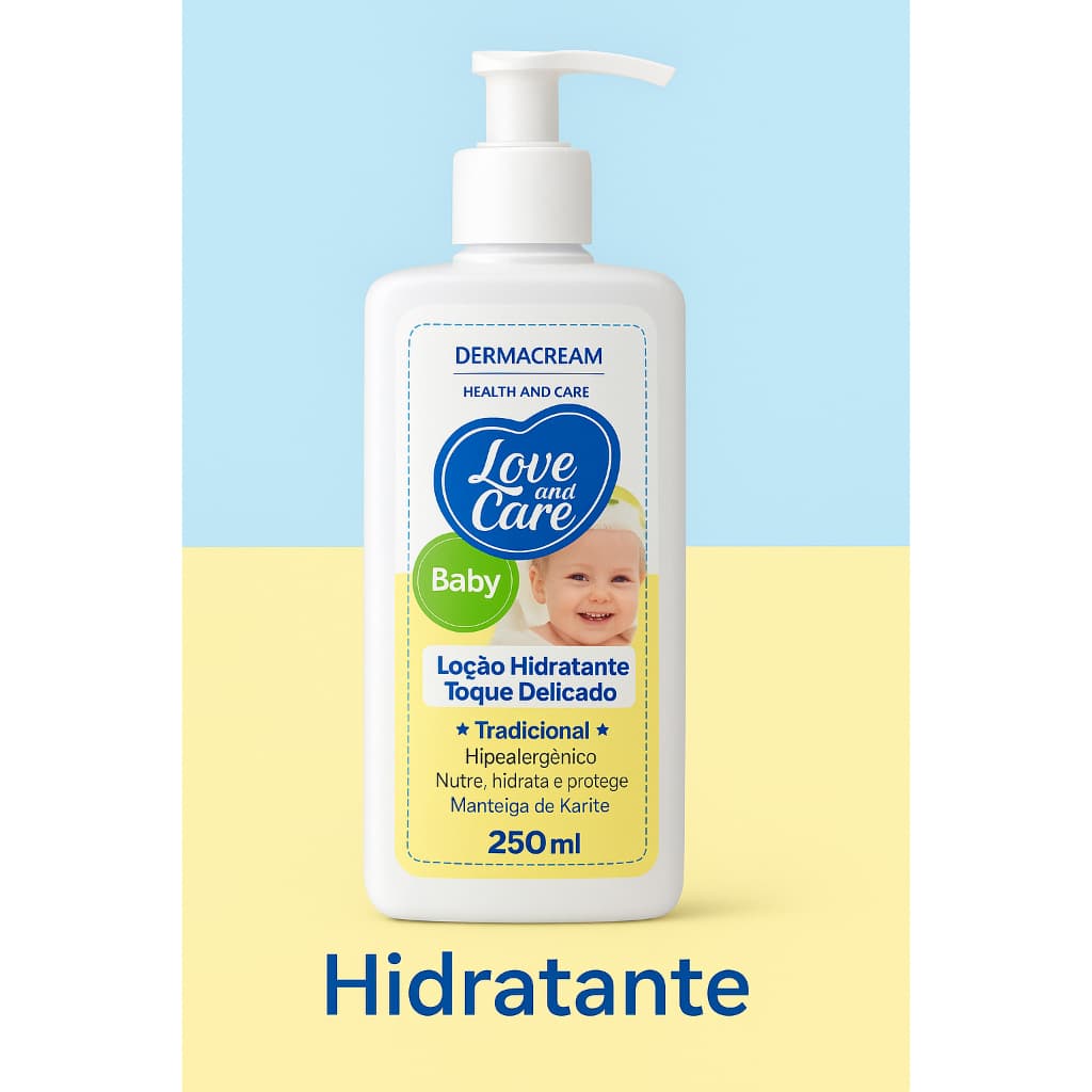 Loção Hidratante Infantil Dermacream Love & Care Baby – Toque Delicado 250ml