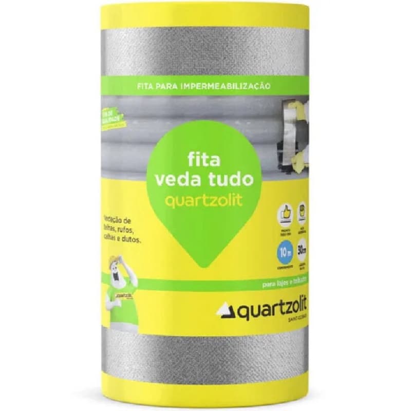 Fita Impermeabilizante Alumínio Veda Tudo Autoadesiva Quartzolit 10 metros X 45cm