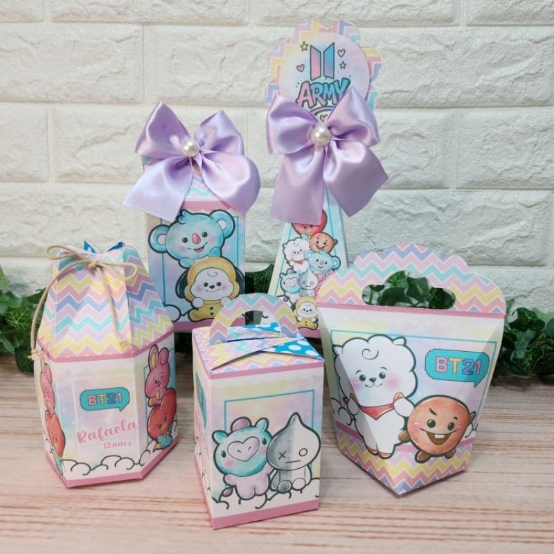 BTS BT21 Kit Personalizado l Kit Festa l Lembrancinha l Aniversario l Caixinhas Personalizadas l Festa Infantil