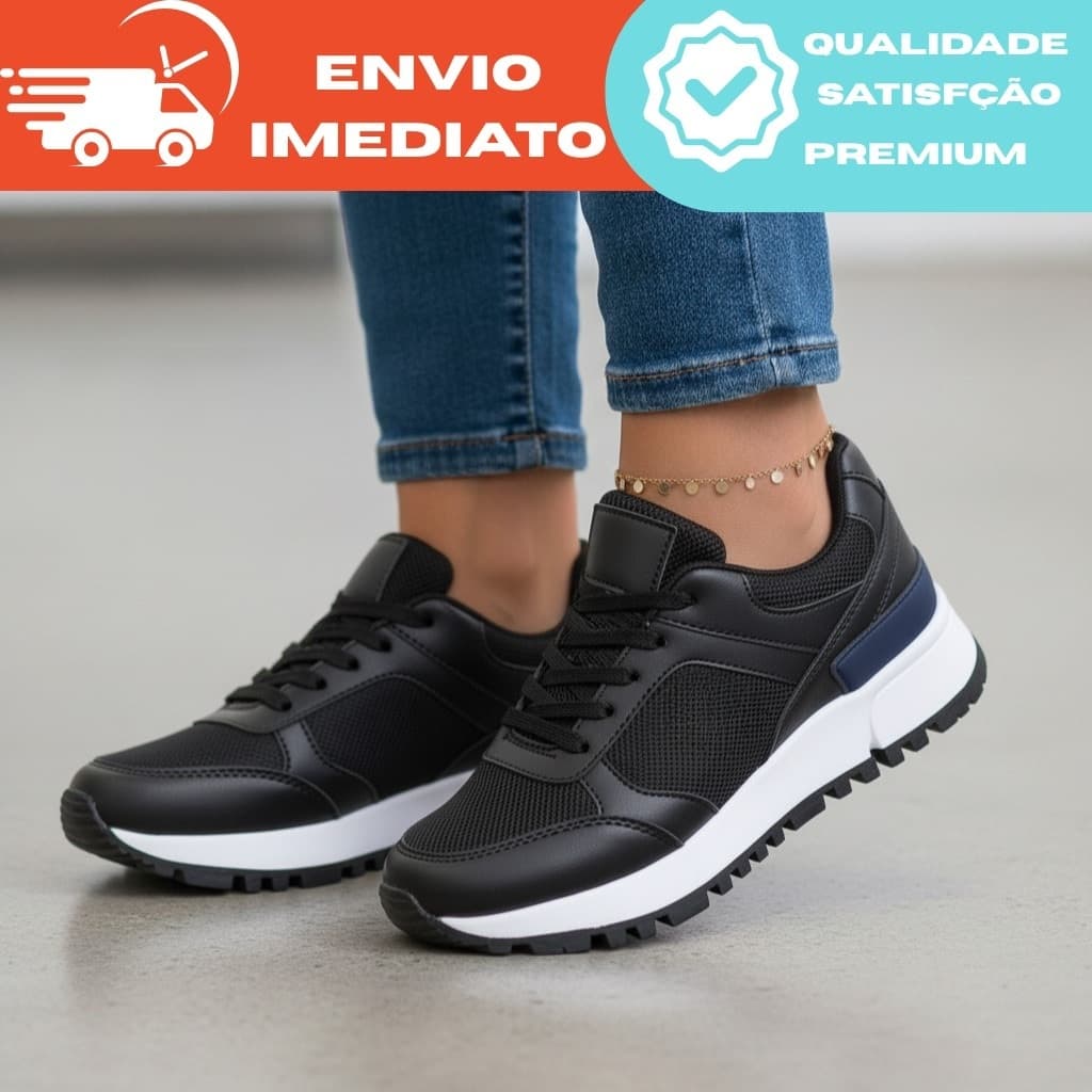 Tênis feminino plataforma para trabalho passeio e dia a dia Casual