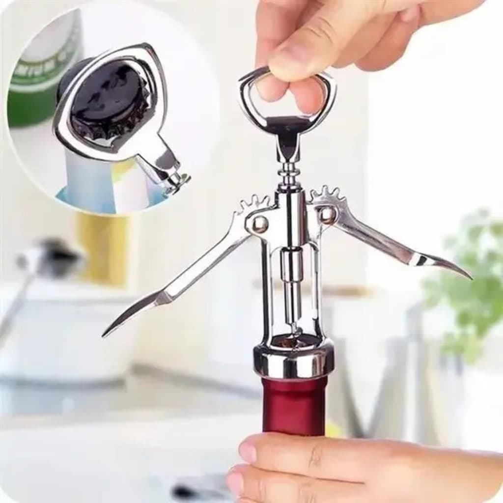Saca-Rolhas e Abridor de Garrafas Inox  2 em 1 Profissional - Resistência, Praticidade e Design Moderno  Pratico  e Util