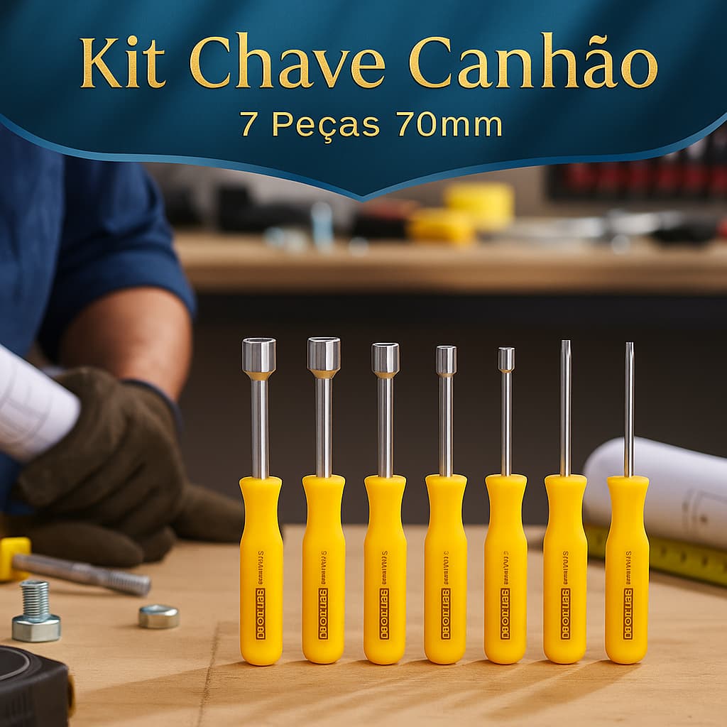 Kit Chave Canhão 7 Peças 70mm Ferramenta de Precisão Profissional Ajuste Manual