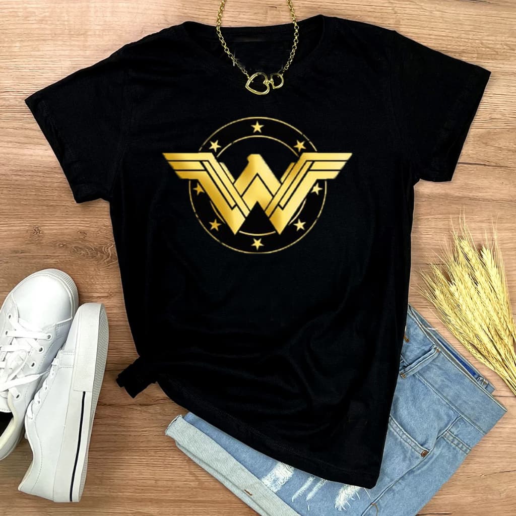 Camiseta Feminina Mulher Maravilha Super Héroina Marvel Blusa T-Shirt