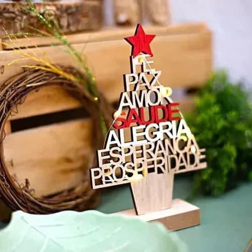 🎄 Árvore de Madeira dos Desejos  Rustica Natalina18 cm  Decorativa Presente  Lembrancinha