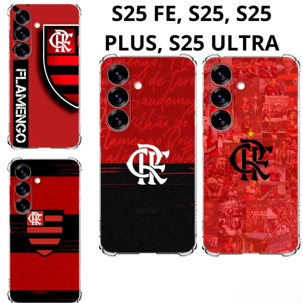 S25 FE, S25, S25 PLUS, S25 ULTRA Capa Mengão Rubro Negro Capinha Case TPU Inspirada Flamengo Samsung