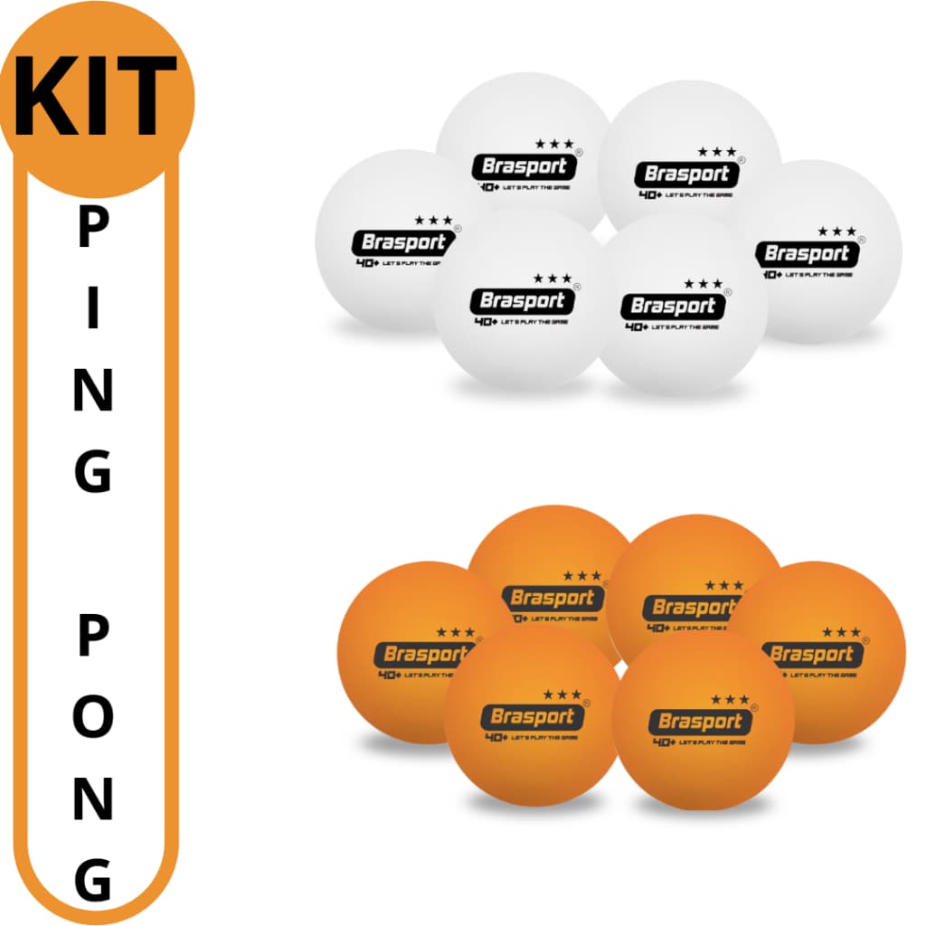 Kit com 30 24 18 12  Bolinhas de Ping Pong Tenis de mesa Brasport 3 estrelas Laranja Branco