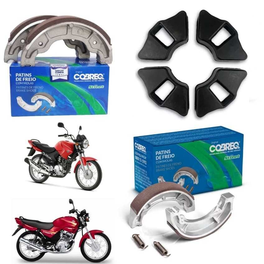 Kit 2 Lonas Freio Dianteira E Traseira + Bucha Da Coroa Yamaha Ybr - Factor 125 150 ORIGINAL COBREQ.