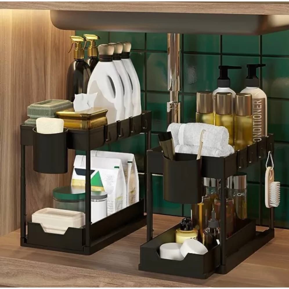 Organizador Multiuso 2 Andares para Limpeza – Cozinha Lavanderia Banheiro