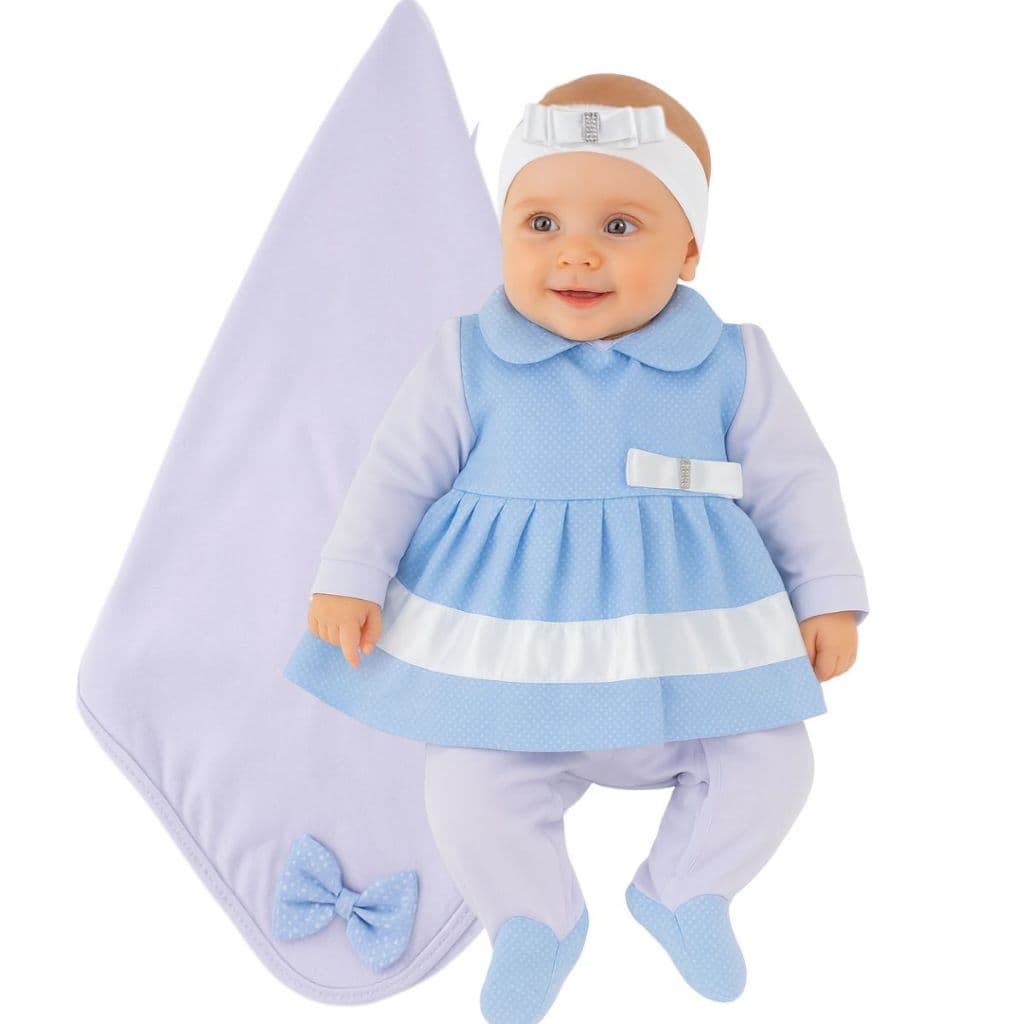Saída  Maternidade Menina Eliza 05 Peças 100% Algodão Kit Maternidade Para Recém Nascido