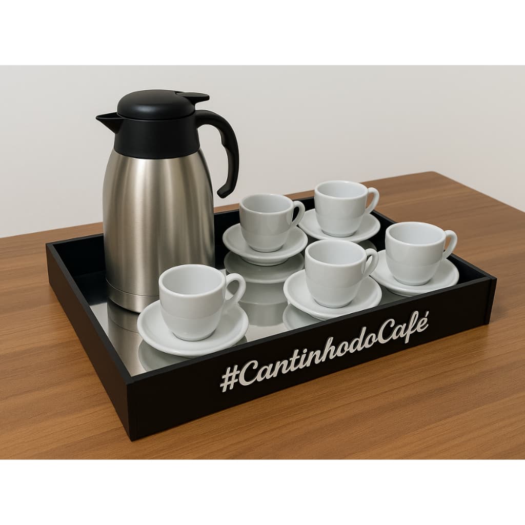 Bandeja Café Espelhada Decoração Cozinha Escritório Fabricada em MDF