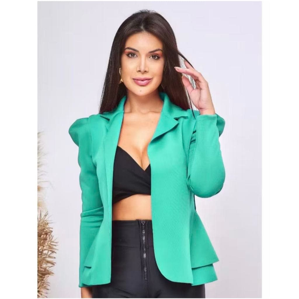 azer Feminino Em Neoprene Curto Manga BUFANTE Social Aberto 02B