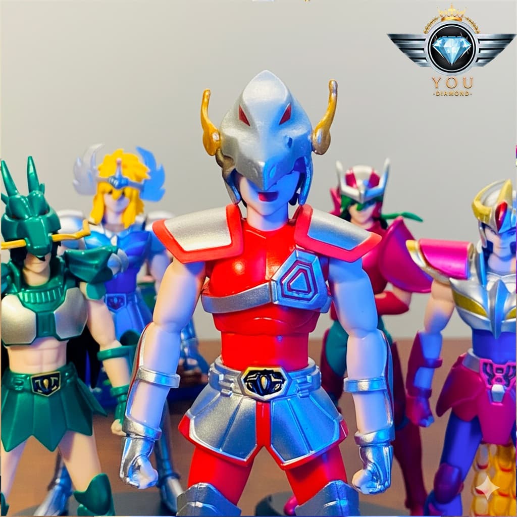 Action Figure - Os Cavaleiros do Zodíaco , Seiya, Ikki, Shiryu, Hyoga, Shun - 19cm