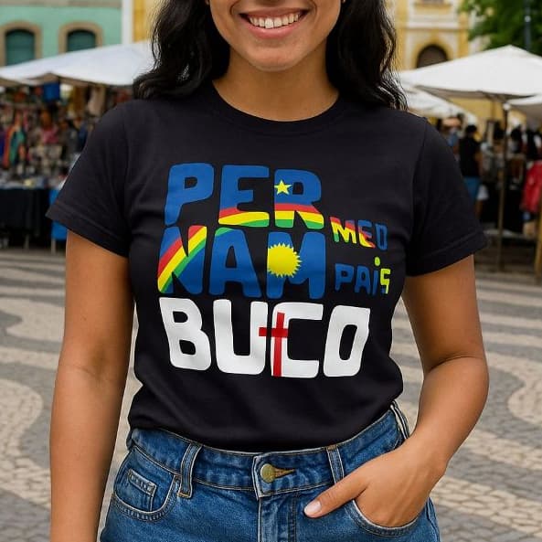 Camiseta feminina T-shirt babylook blusa algodão Pernambuco meu pais nordestina cultura Pernambucana