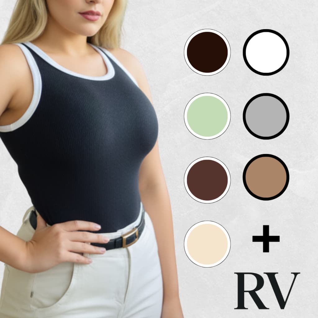 Blusa Regata Ribana Bicolor Feminina Basica Verao
