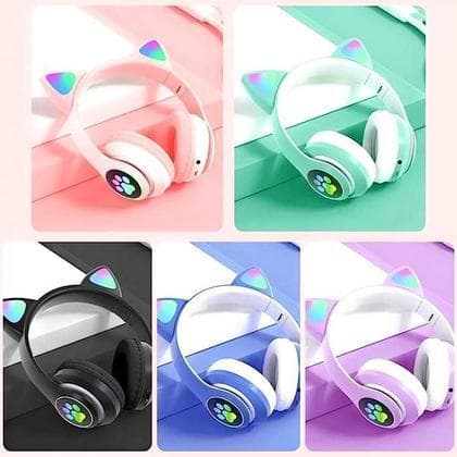 Fone Gatinho LED RGB Bluetooth Dobrável Headset Cute Para Crianças e Gamers | Várias Cores