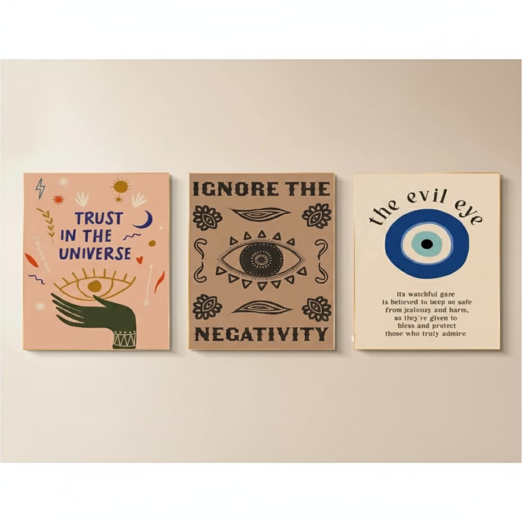 Quadros decorativos Positividade e coisas boas (3 peças)