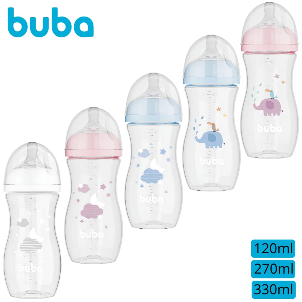Mamadeira Buba 270 e 330 e 120 ml anticólica Bico Silicone Ultrasoft De 0 meses a +4 Meses Easy Flow