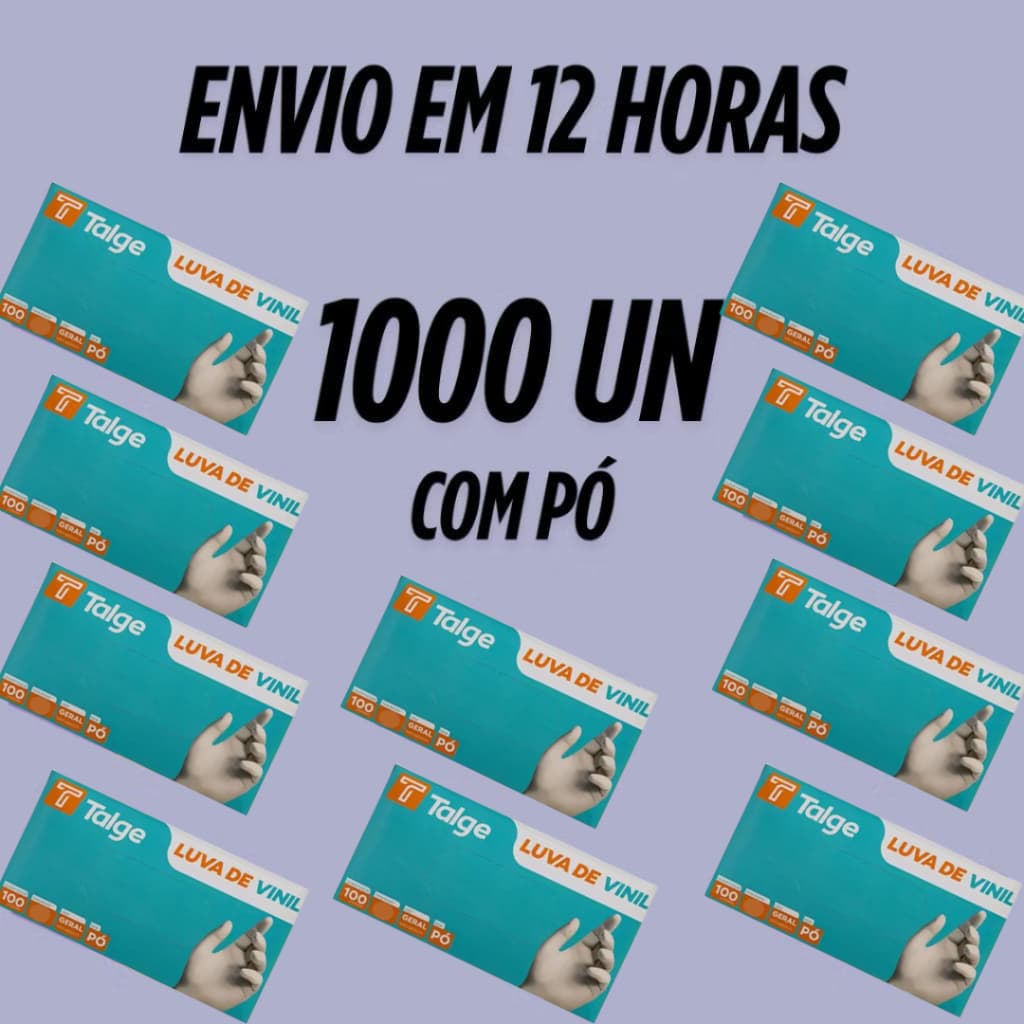 Kit 1.000 unidades de Luva de Vinil Com Pó - Talge