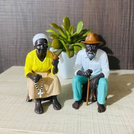 Mini Casal de Pretos Velhos 7,5 cm