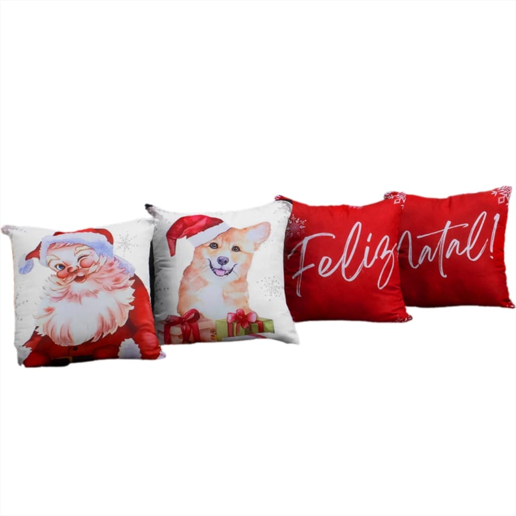 Kit 4 Capas de Almofada de Natal 40x40cm – Decore com Estilo e Elegância