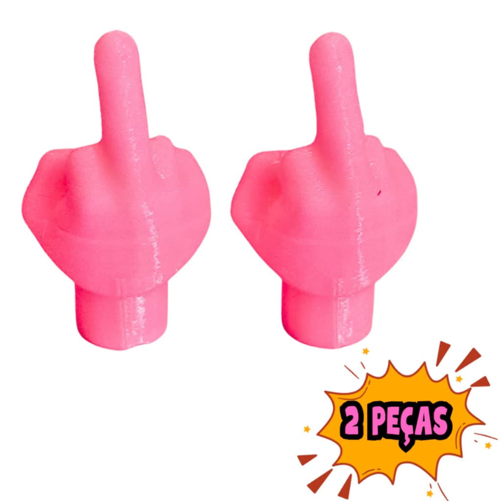 kit 2 Tampa Bico Pneu Moto- Bike-Carro - Dedo do meio cor rosa