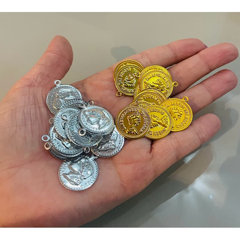 Moeda cigana 20mm - prata ou dourada