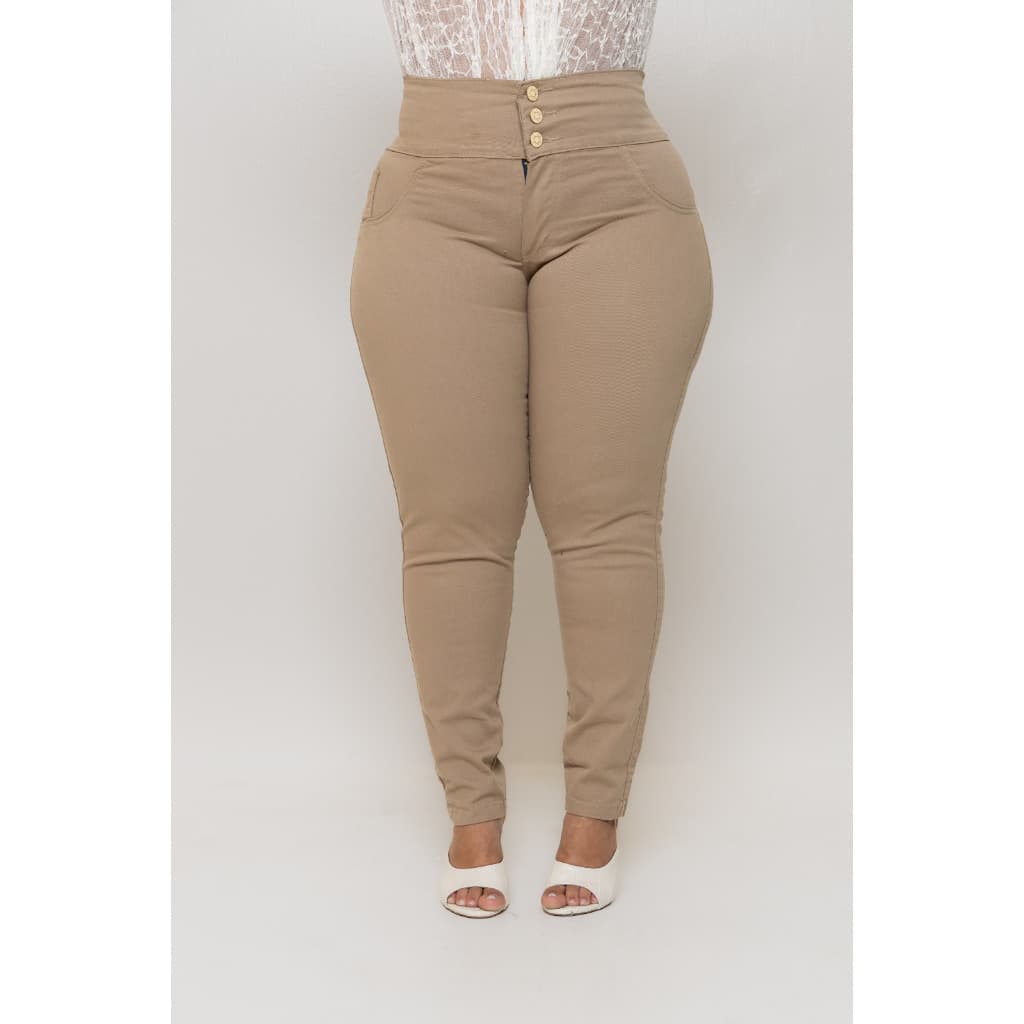 Calça Jeans Feminina Plus Size Cintura Alta com Elástico Modeladora