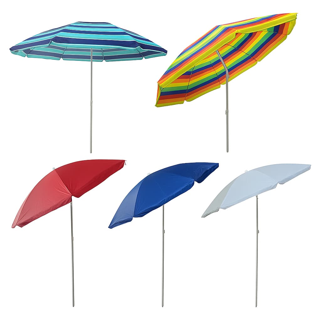 Guarda Sol 2,40m Articulado Importway Nylon Reforçado Para Praia Piscina Jardim E Camping Portátil