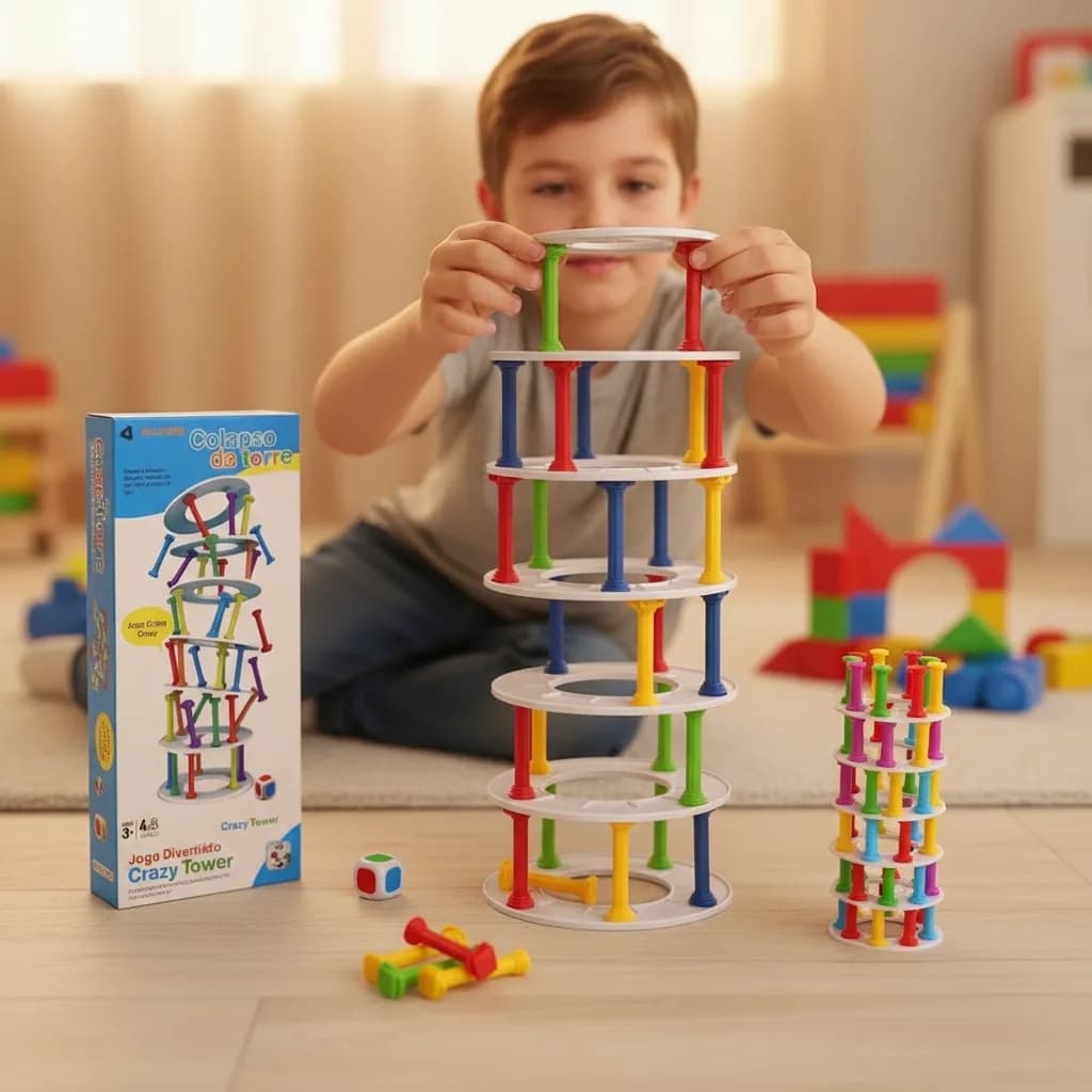Jogo Empilhamento Torres Brinquedo Educativo Equilibrio Diversao Familia