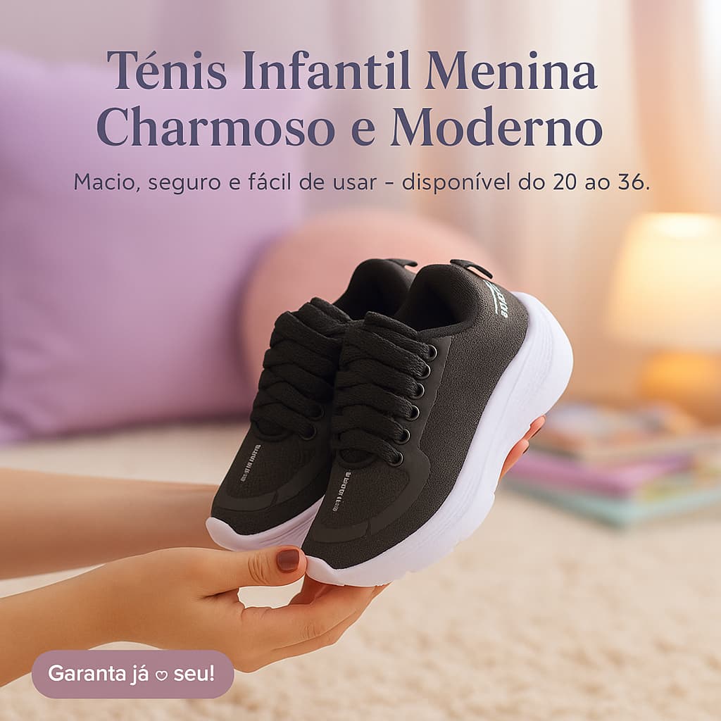 Tênis Casual Infantil Menina – Macio, Seguro e Fácil De Usar para o Dia a Dia - GARANTA JÁ!