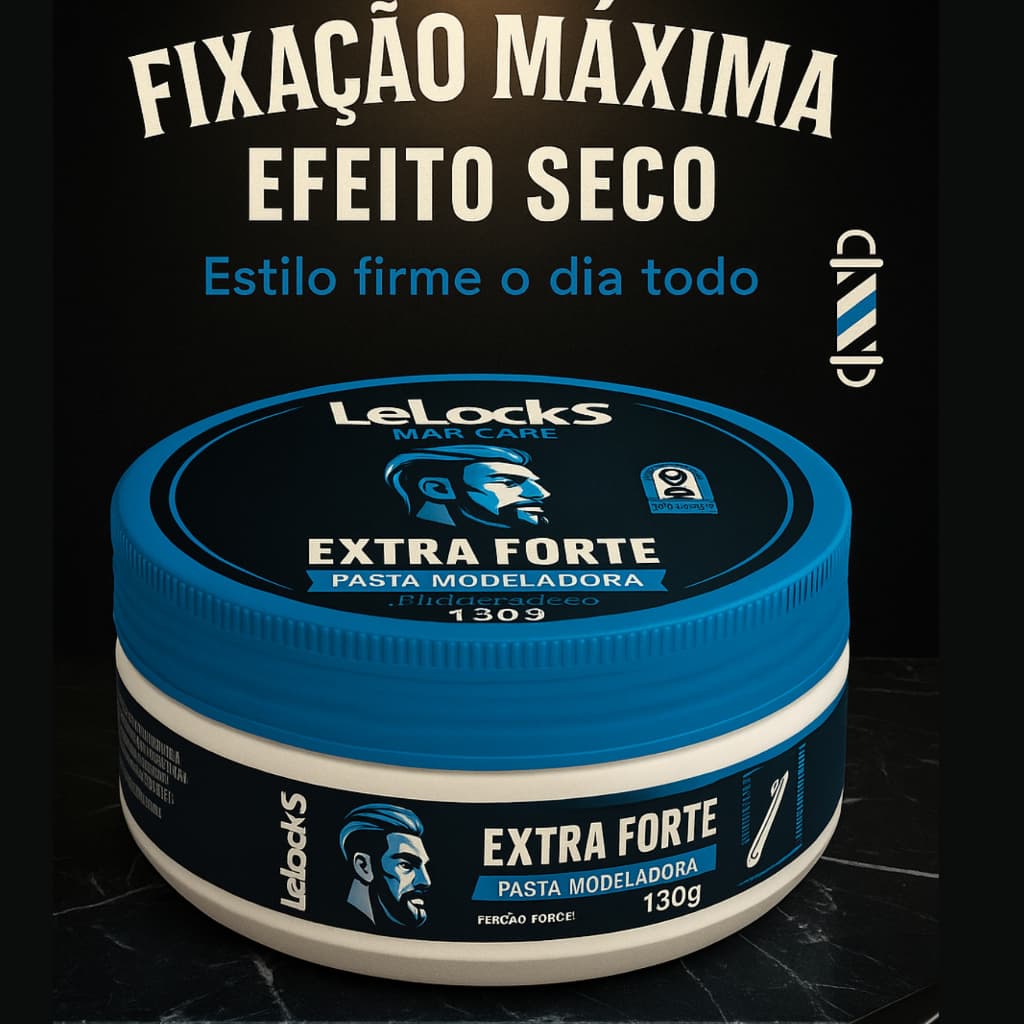 1 Pomada Modeladora Extra Forte Masculina 130g – Fixação Máxima, Efeito Seco, Estilo Profissional.     Unidade
