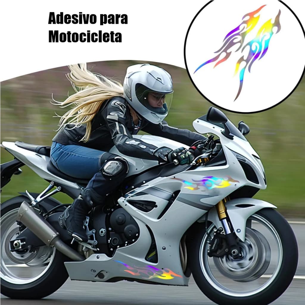 Adesivos Para Motocicleta Adesivos De Chamas 2 Peças Emblema Holográfico Moto