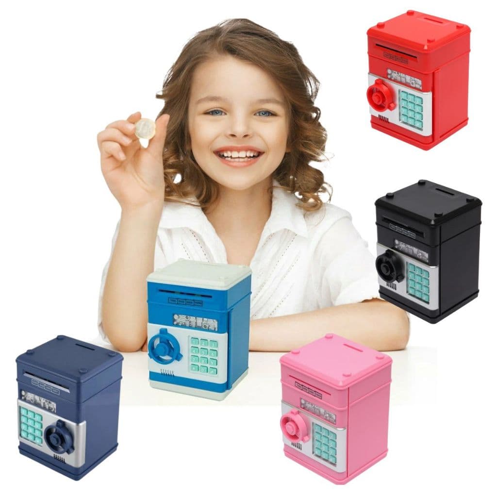 Cofrinho Inteligente Puxa Notas Automático Senha Mini Cofre Dinheiro Infantil Criança 5 6 7 8 9 + Anos Presente