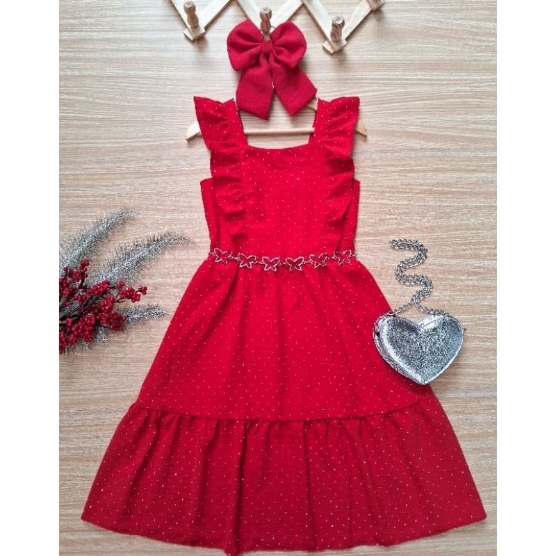 Vestido juvenil festa look para natal meninas