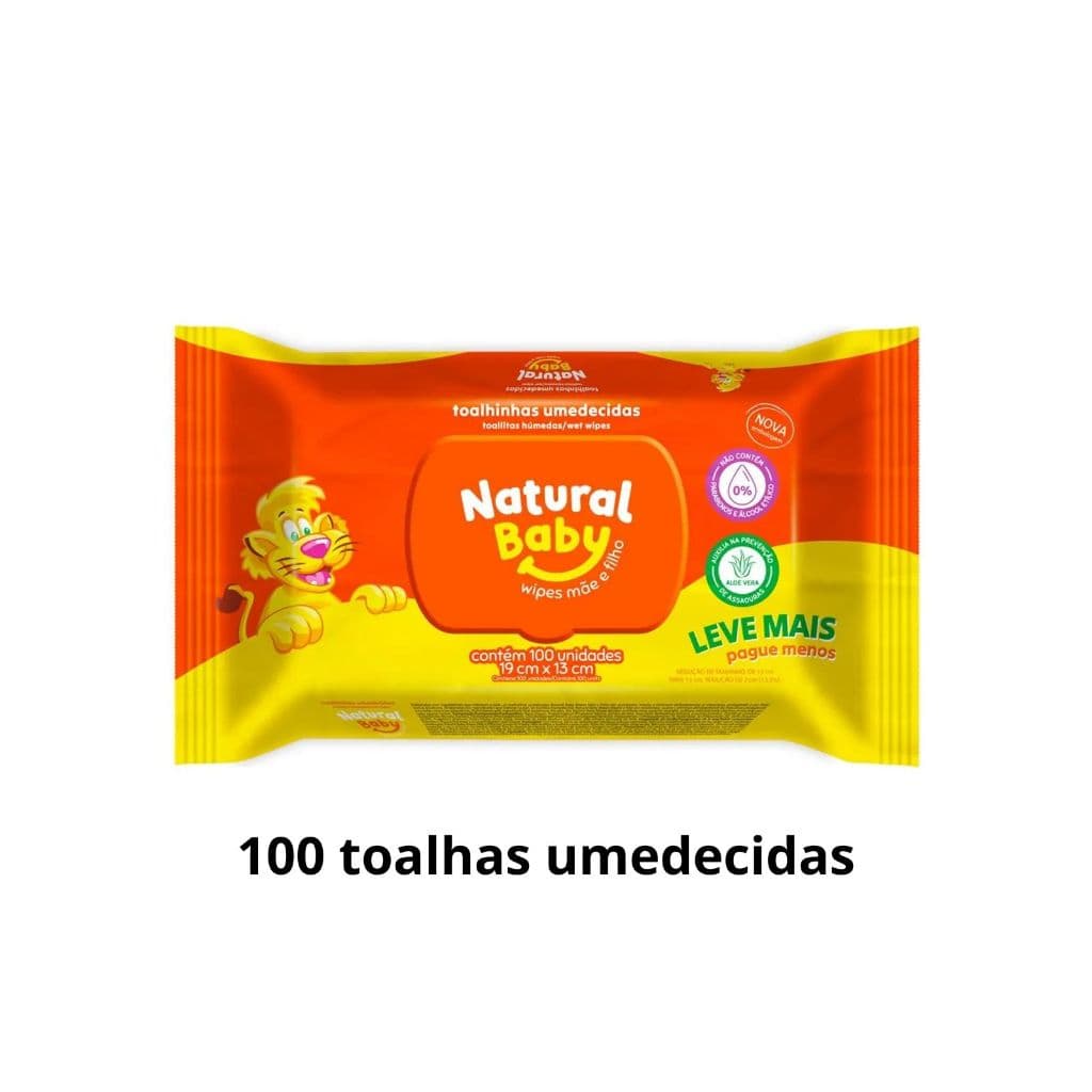 Toalha Umedecida Natural Baby Pacote 100 unidades