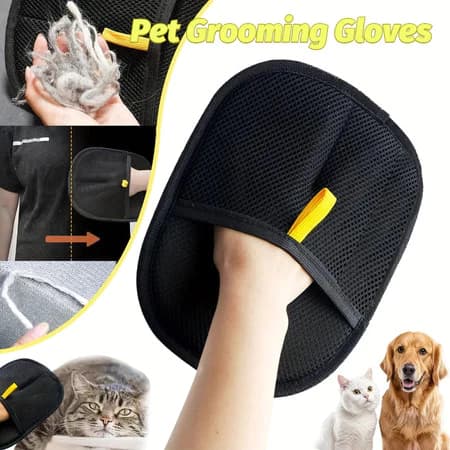 Luvas de Depilação Eletrostática para Animais de Estimação – Escova Bidirecional para Remover Pelos de Gato e Cachorro