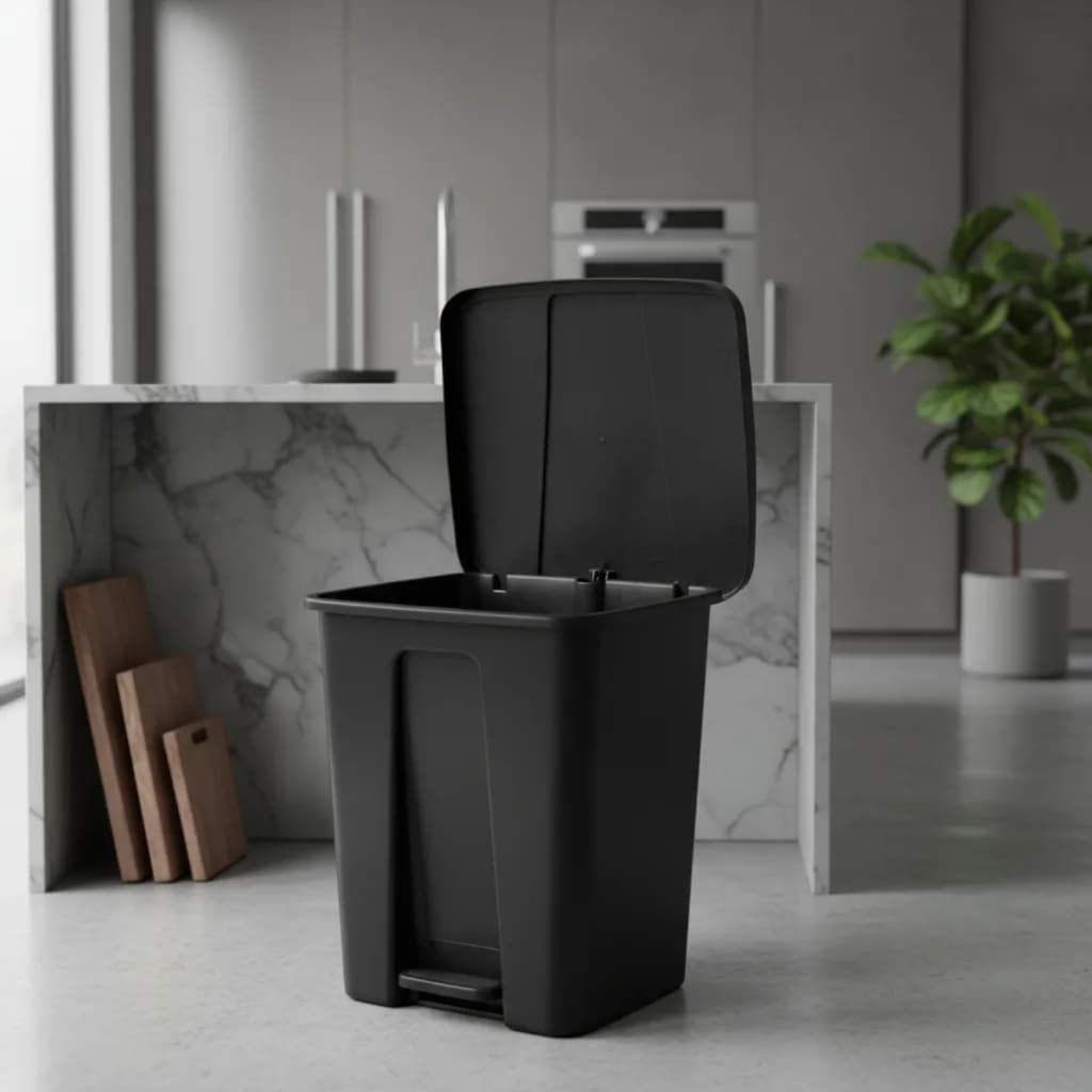 Lixeira para cozinha cesto de lixo 16 Litros com pedal reforçada preta