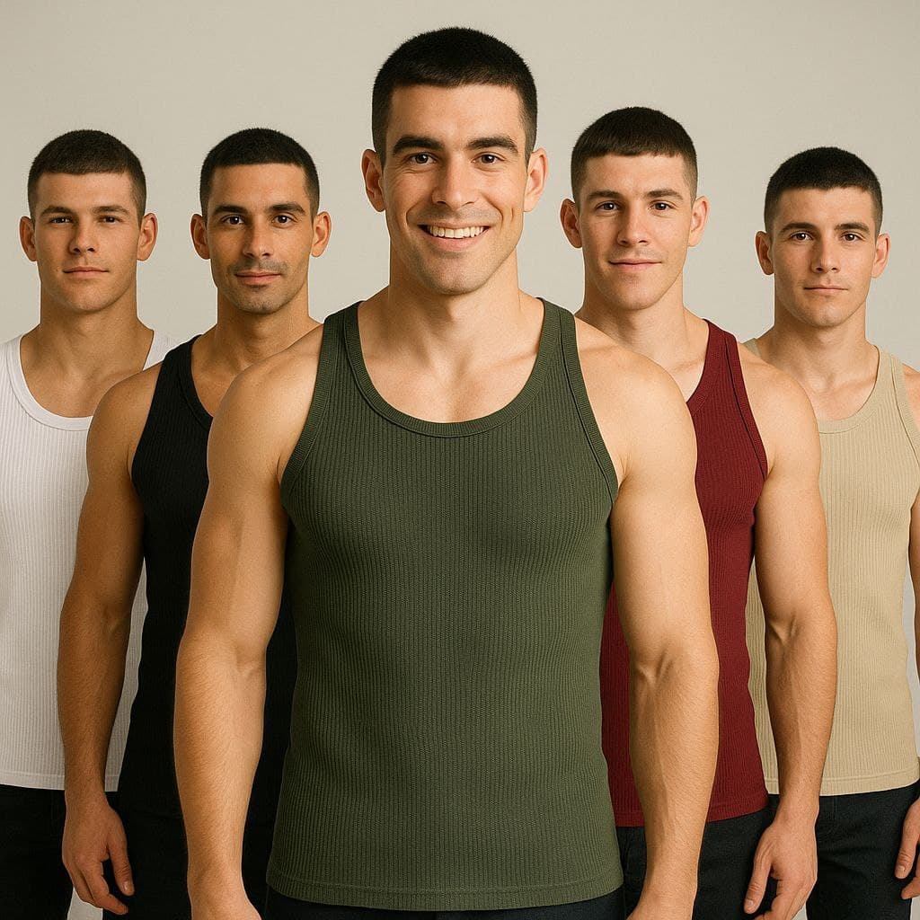 Kit de Regatas Masculina Canelada Slim – Modelo Americano