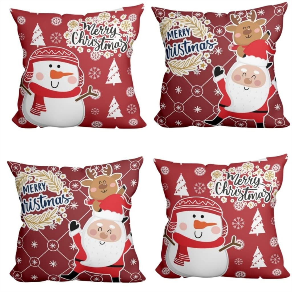 Kit 4 Capas de Almofada de Natal 40x40cm – Decore com Estilo e Elegância