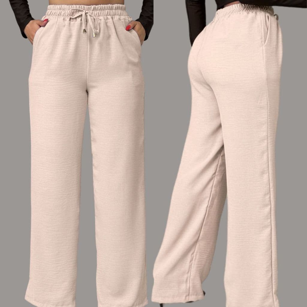 Calça pantalona com bolsos Duna feminina verão soltinho flare M, G, GG