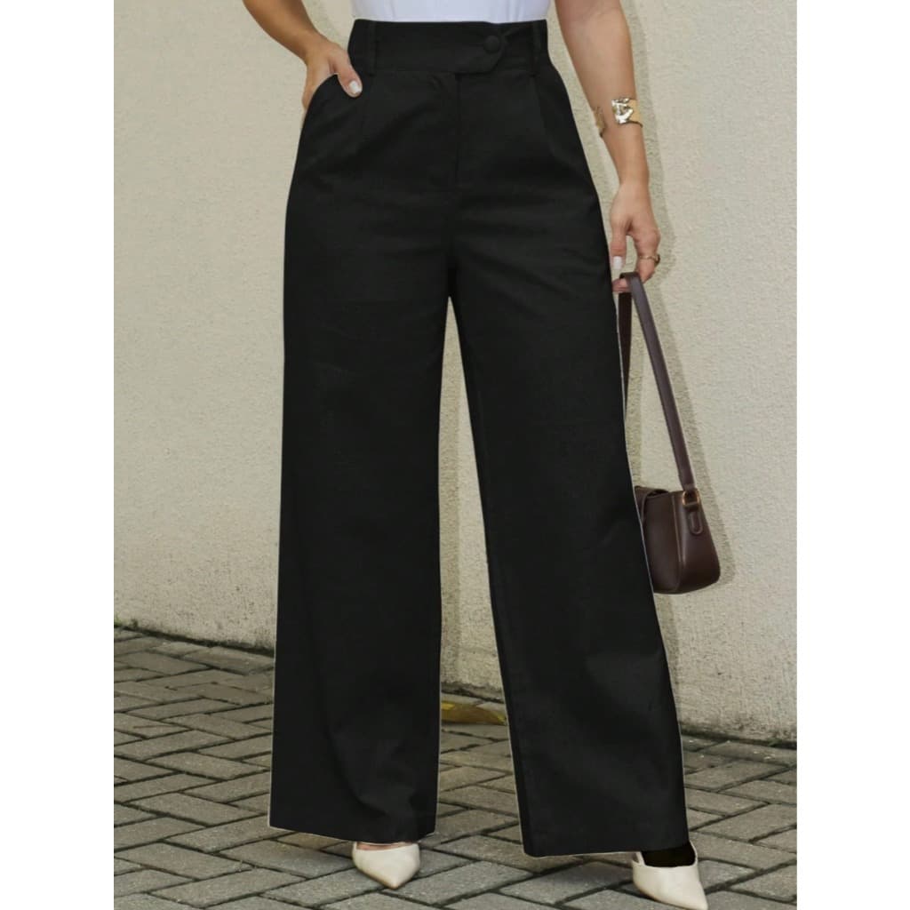 Lulurunmoda - Calça de Linho Feminino Cintura Alta com Forro-S891