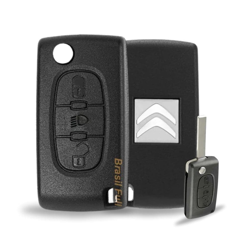 Chave Canivete Citroen C4 Hatch Vtr 3 Botões Com Suporte
