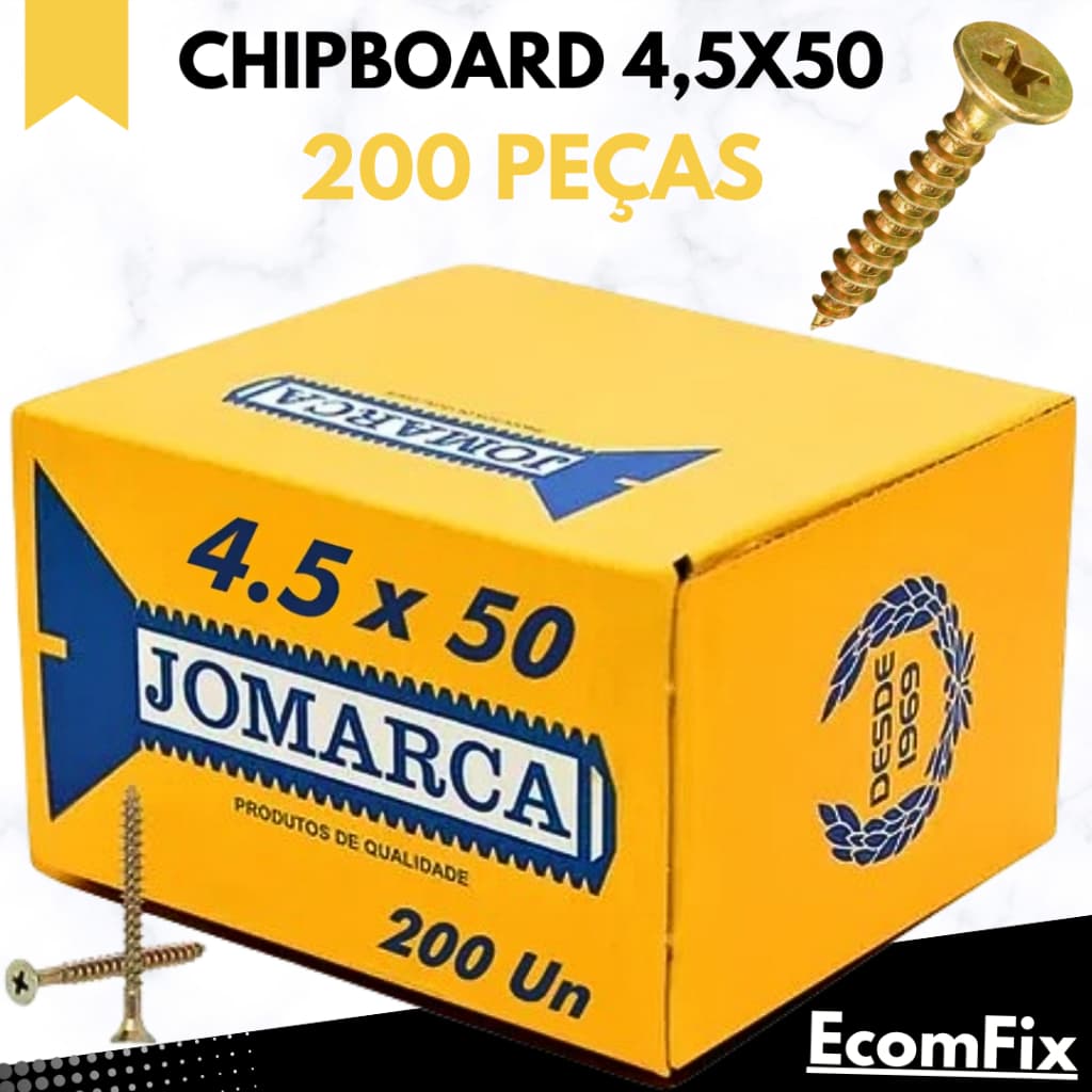 Parafuso Chipboard 4,5 X 50  Chata Phillips para Madeira - Caixa Com 200 Peças - JOMARCA