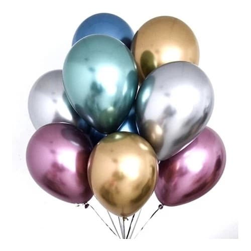 25 unidades Bexiga METALIZADA Nº9 balão CROMADO 9 polegadas  - Varias Cores