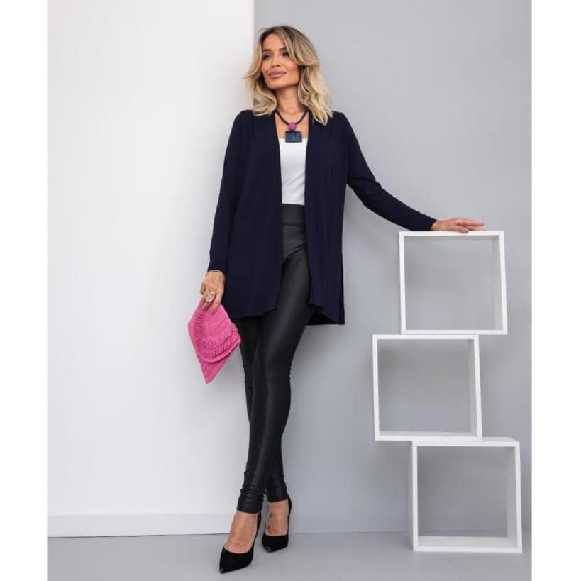 Cardigan Feminino Casaco Manga Longa Blazer Longo Sobretudo