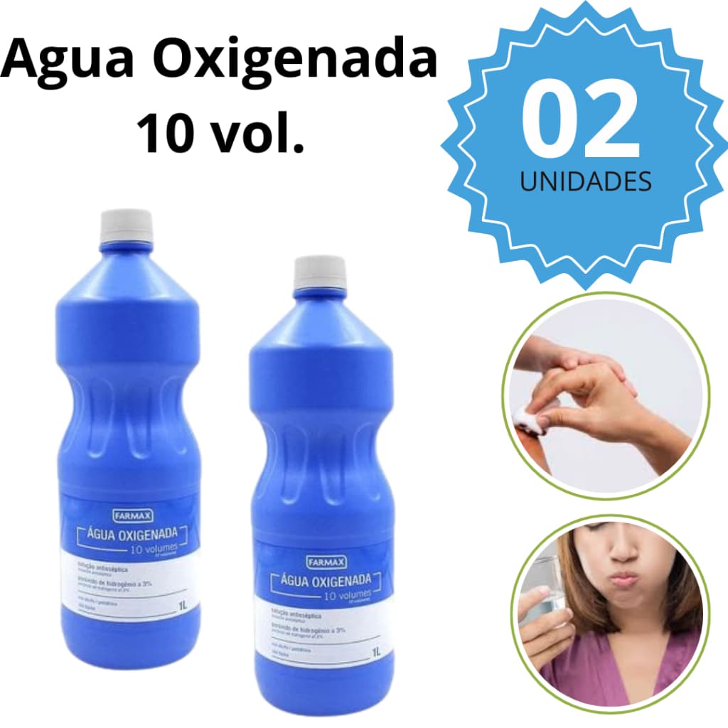 Agua Oxigenada 10 Volumes Antisséptico 1 Litro Promoção 2uni