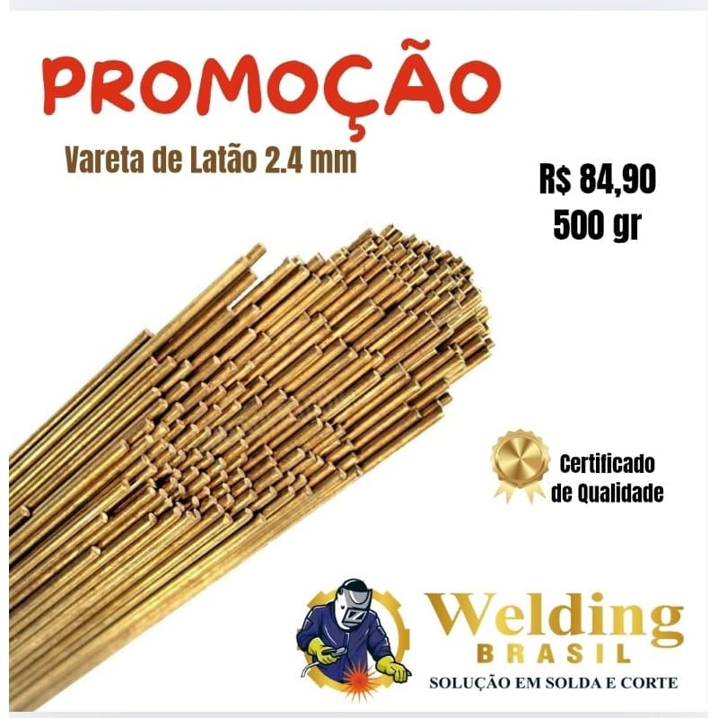 Vareta Latão 2.4 mm Media - Solda TiG- Soldagem e reparos não ferrosos